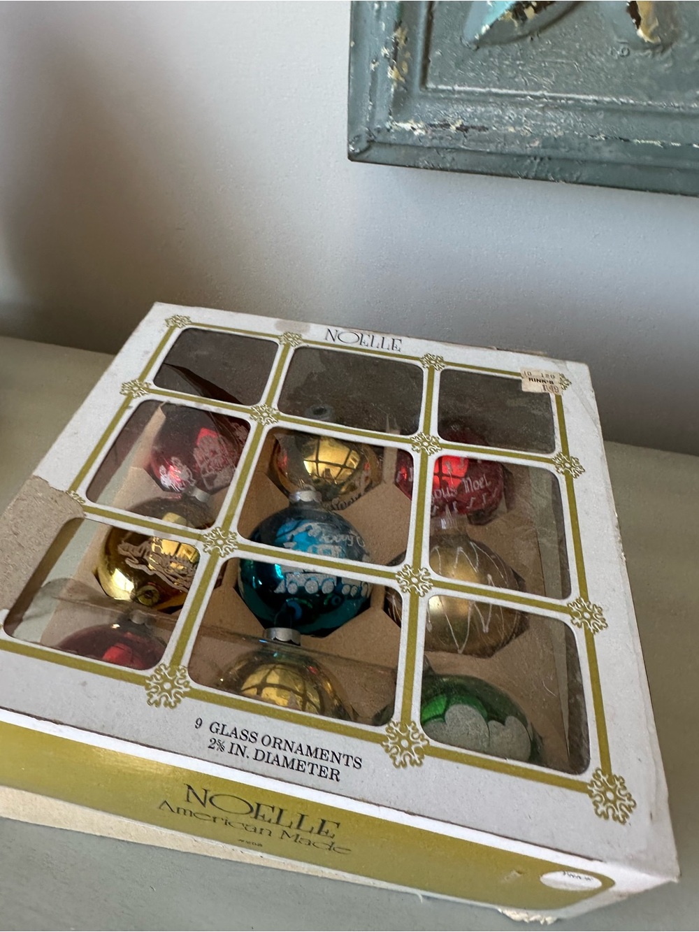 Vintage stenciled glass Christmas ornaments full box shiny brite like - Picture 12 of 12